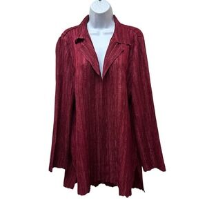 Chico's 2 Travelers Collection Solid Crushed Long Jacket Topper Oversized Size L